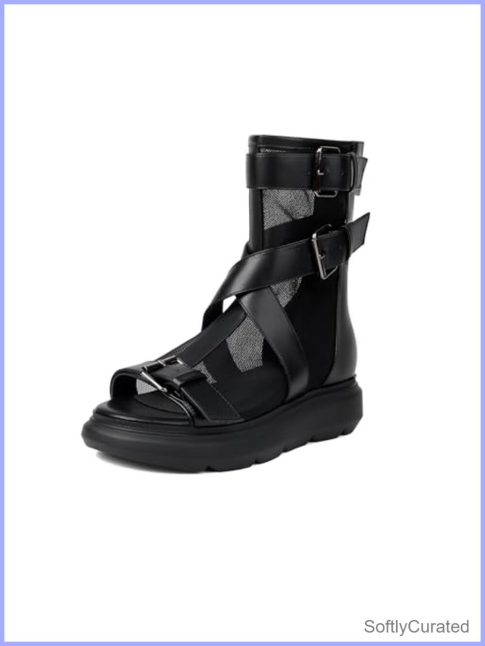 Gladiator High Top Sandals Open Toe Flat Platform Mesh Ankle Boot Buckle Zip